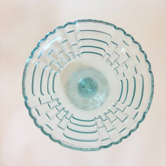 Jeannette Iridescent Louisa Blue Footed Compote – Vintage Fruit Bowl | 1957 - Picture 6 of 6